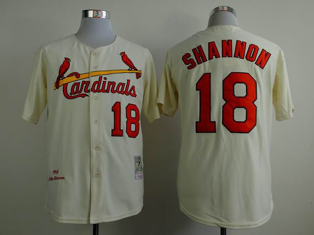 St. Louis Cardinals 18 Mike Shannon 1964 Cream Throwback Jersey