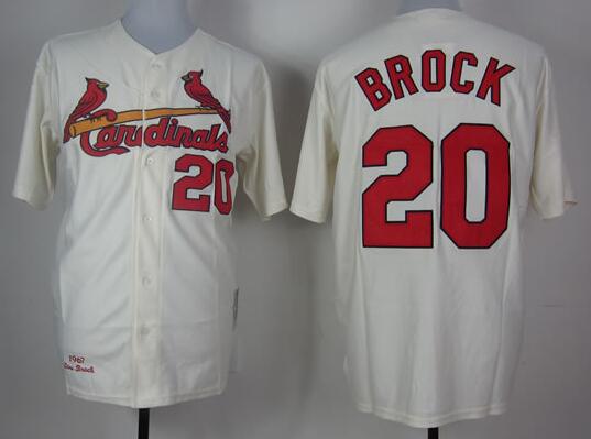 St. Louis Cardinals 20 Lou BROCK beige men baseball MLB Jerseys