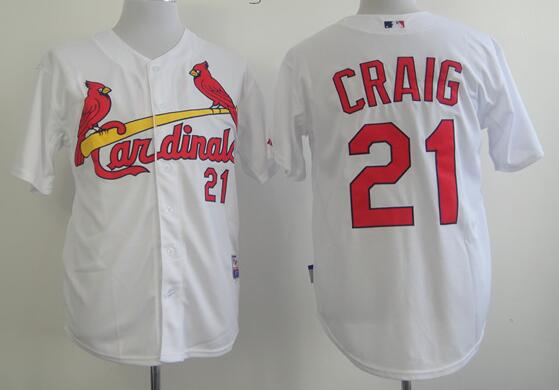 St. Louis Cardinals 21 Allen Craig White MLB baseball Jerseys