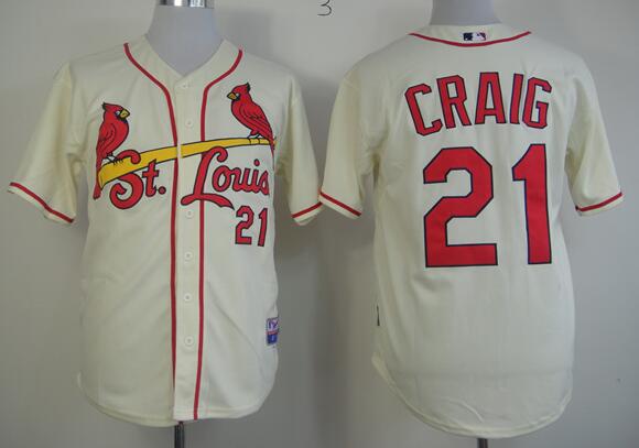 St. Louis Cardinals 21 Allen Craig beige MLB baseball Jerseys
