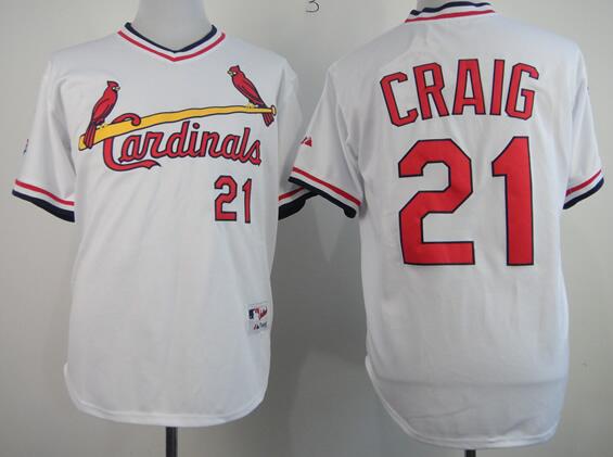 St. Louis Cardinals 21 Allen Craig throwback White MLB Jerseys