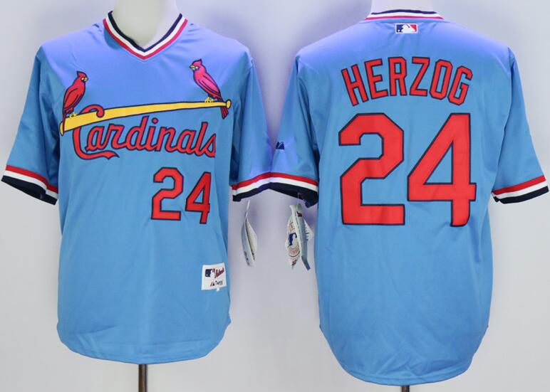 St. Louis Cardinals 24 Whitey Herzog blue men baseball MLB Jerseys