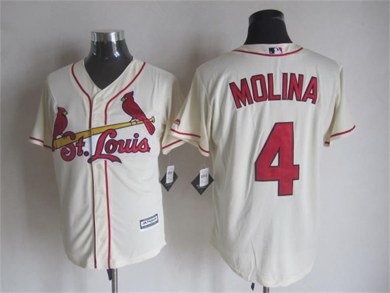 St. Louis Cardinals 4 Yadier Molina Cream Majestic Baseball Jersey 2016