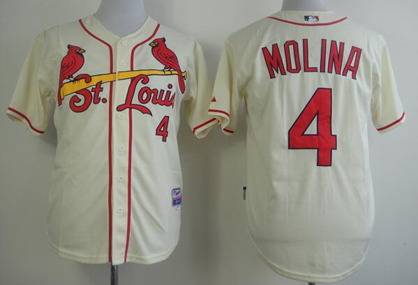 St. Louis Cardinals 4 Yadier Molina beige men baseball MLB Jersey