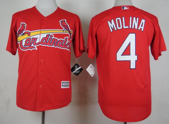 St. Louis Cardinals 4 Yadier Molina red majestic men mlb baseball Jersey