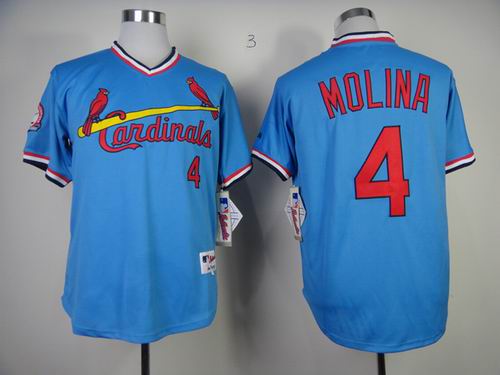 St. Louis Cardinals 4 Yadier Molina throwback blue MLB Jersey