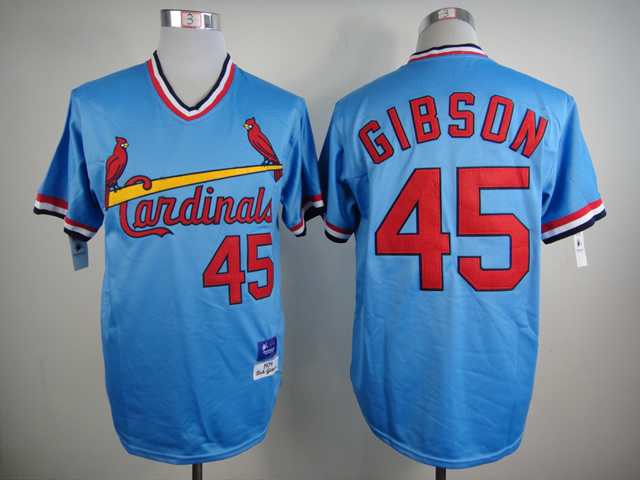 St. Louis Cardinals 45 Bob Gibson Blue Throwback mlb jerseys