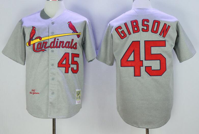 St. Louis Cardinals 45 Bob Gibson grey Throwback mlb jerseys