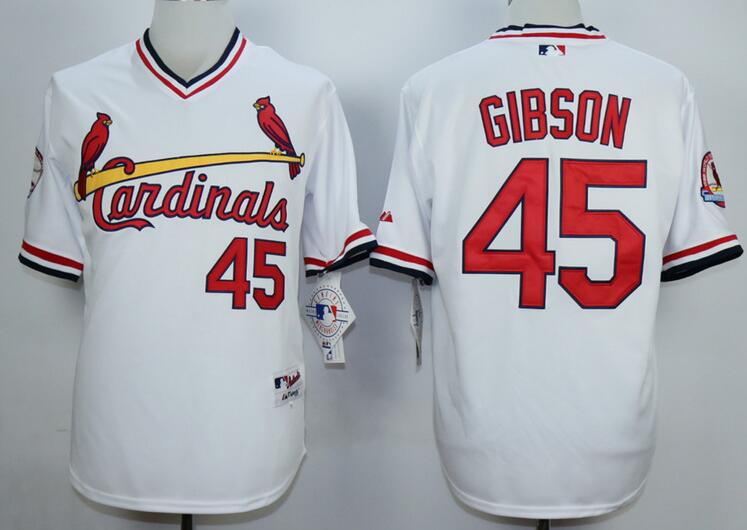 St. Louis Cardinals 45 Bob Gibson white Throwback mlb jersey