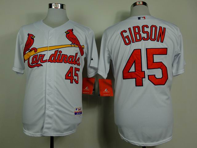 St. Louis Cardinals 45 Bob Gibson white Throwback mlb jerseys