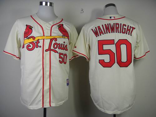 St. Louis Cardinals 50 Adam Wainwright Cream men baseball MLB Jerseys