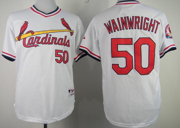 St. Louis Cardinals 50 Adam Wainwright throwback White MLB Jerseys