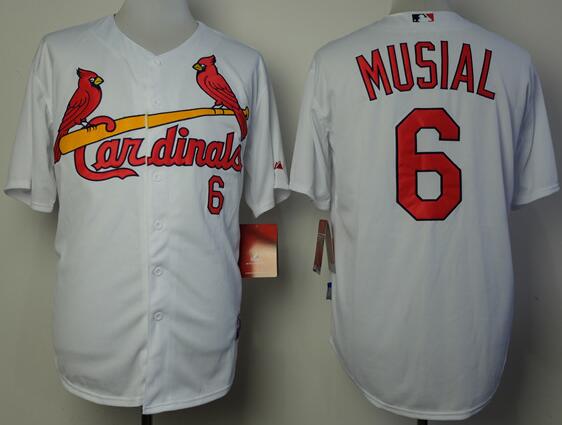 St. Louis Cardinals 6 Stan Musial White men baseball MLB Jerseys