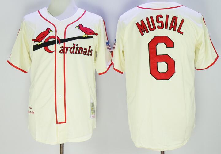 St. Louis Cardinals 6 Stan Musial beige men baseball MLB Jerseys
