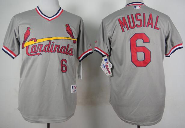 St. Louis Cardinals 6 Stan Musial grey men baseball MLB Jerseys
