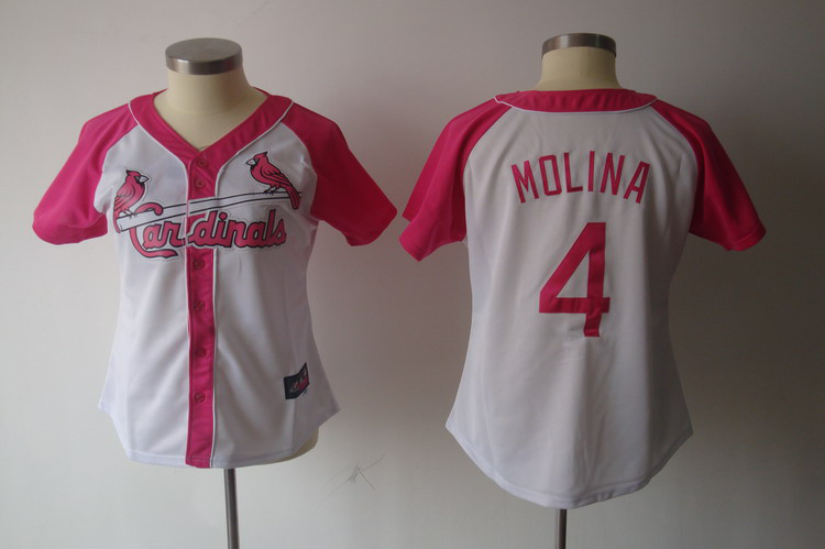 St.Louis Cardinals 4 Molina white women mlb jersey