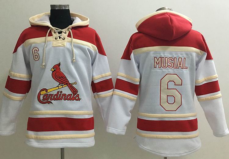 St Louis Cardinals Stan Musial #6 white MLB baseball Hooded Sweatshirt