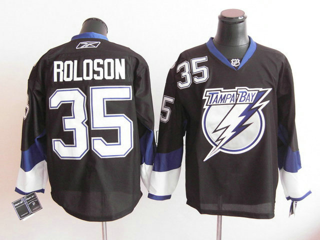 Tampa Bay Lightning 35 Dwayne Roloson Black men nhl ice hockey  jerseys