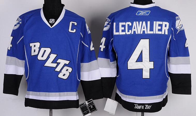 Tampa Bay Lightning 4 Vincent Lecavalier Blue men nhl ice hockey  jerseys