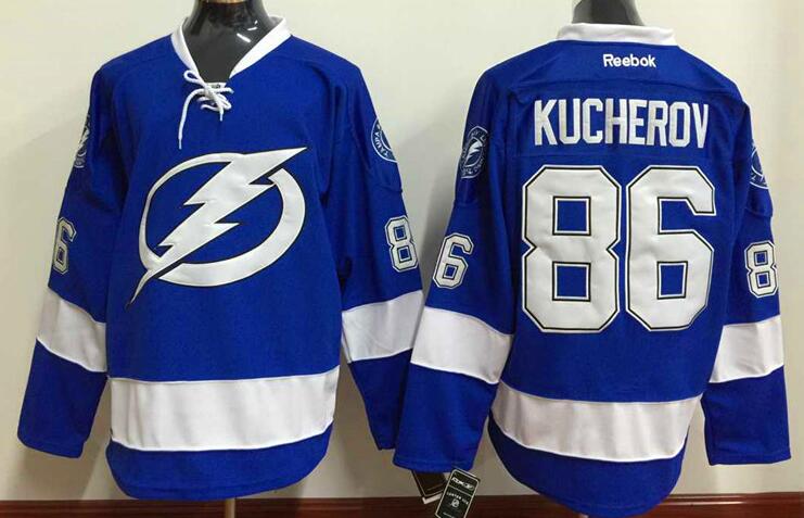 Tampa Bay Lightning 86 Nikita Kucherov blue ice hockey jerseys