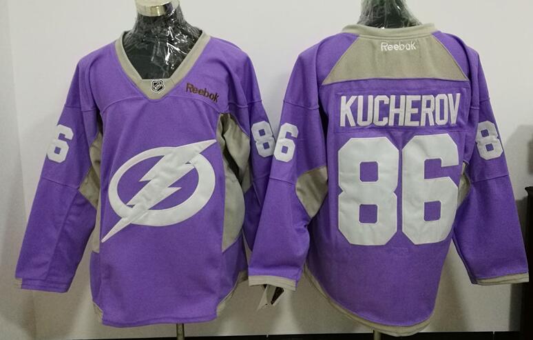 Tampa Bay Lightning 86 Nikita Kucherov purple men nhl ice hockey jersey