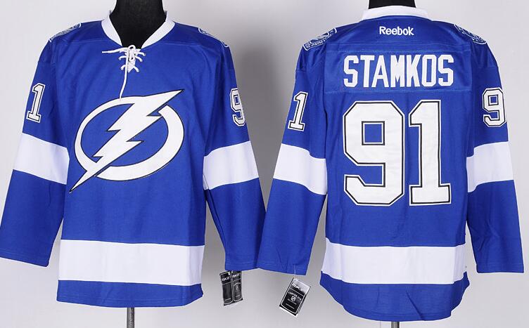 Tampa Bay Lightning 91 Steven Stamkos dark blue men nhl ice hockey  jerseys