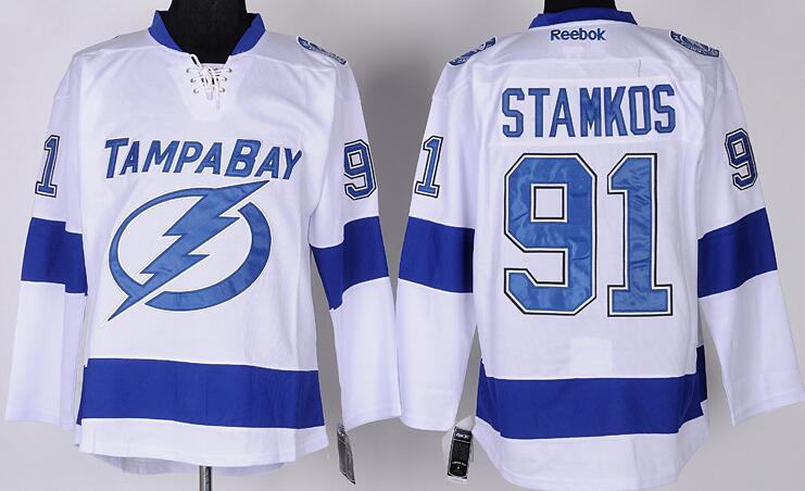 Tampa Bay Lightning 91 Steven Stamkos white men nhl ice hockey jerseys