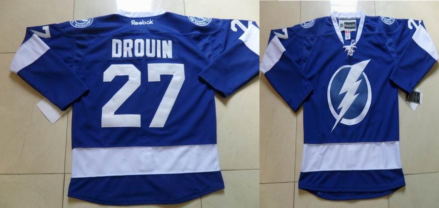 Tampa Bay Lightning DROUIN 27 blue men nhl ice hockey  jerseys