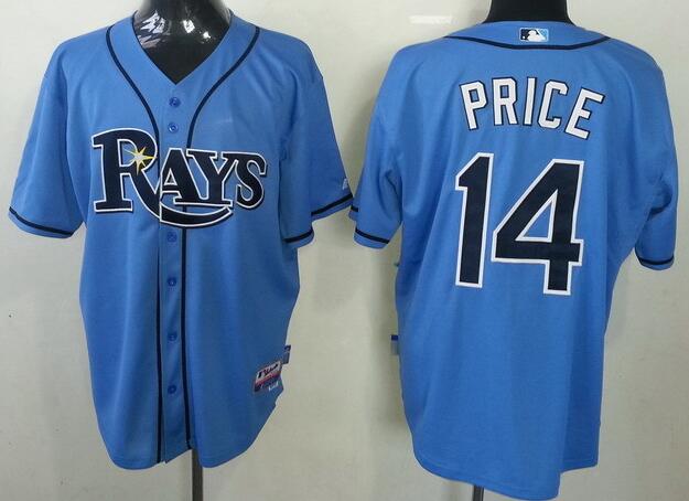 Tampa Bay Rays 14 Price Baby blue men baseball MLB Jerseys