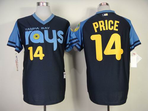 Tampa Bay Rays 14 Price throwback Dark 1970 Blue men baseball MLB Jerseys