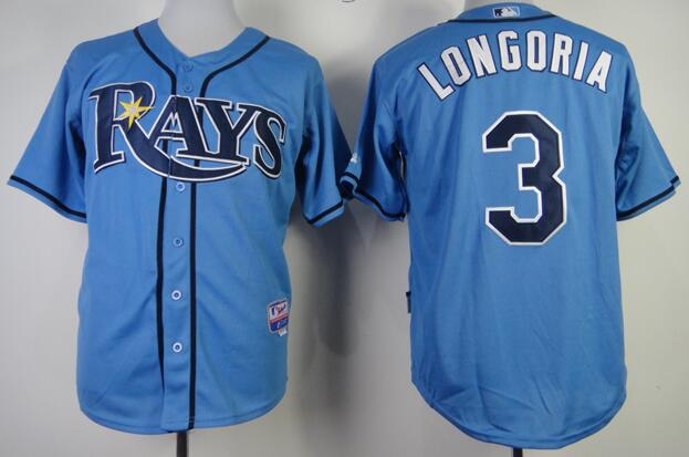 Tampa Bay Rays 3 Evan Longoria Blue men baseball MLB Jerseys