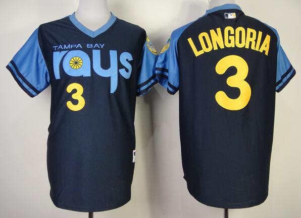 Tampa Bay Rays 3 LONGORIA  dark blue men baseball MLB Jerseys