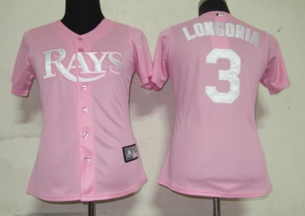 Tampa Bay Rays 3 Longoria Pink MLB Women Jerseys