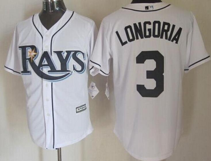 Tampa Bay Rays 3 Longoria white Majestic men baseball MLB Jersey