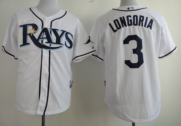 Tampa Bay Rays 3 Longoria white men baseball MLB Jersey