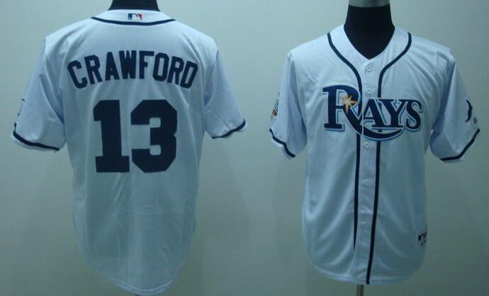 Tampa Bay Rays Carl Crawford 13 White men mlb Baseball jerseys