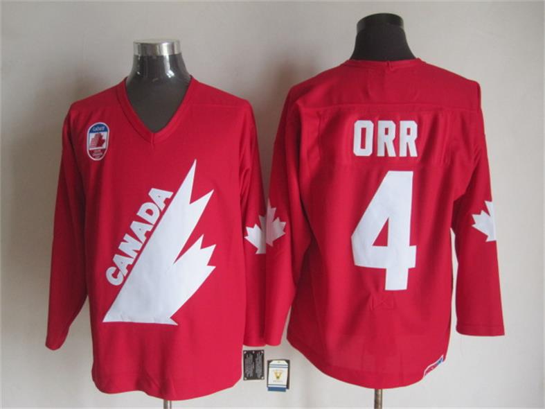 Team Canada 4 Bobby Orr red men nhl ice hockey jerseys