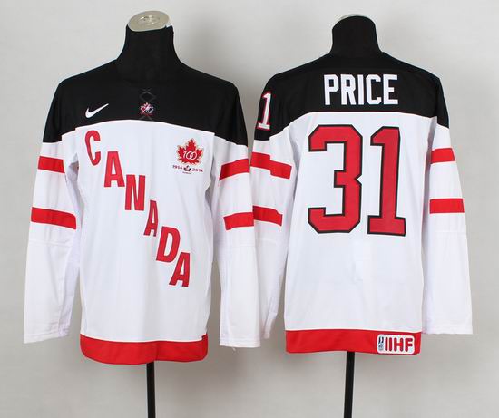 Team Canada Carey Price 31 IIHF Official 100th Anniversary white men nhl ice hockey jerseys