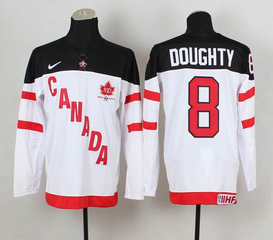 Team Canada Drew Doughty 8 IIHF Official 100th Anniversary white men nhl ice hockey jerseys