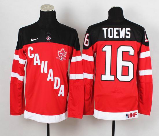 Team Canada Jonathan Toews 16 IIHF Official 100th Anniversary red men nhl ice hockey jerseys