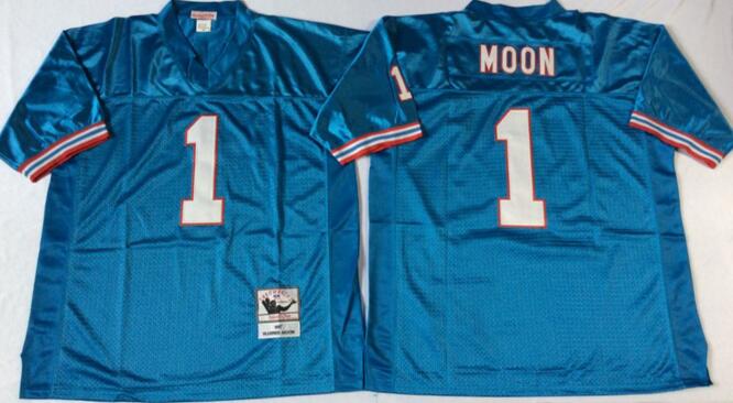 Tennessee Oilers 1 moon Throwback blue nfl football jerseys