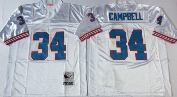 Tennessee Oilers White 34 campbell Throwback white nfl jerseys
