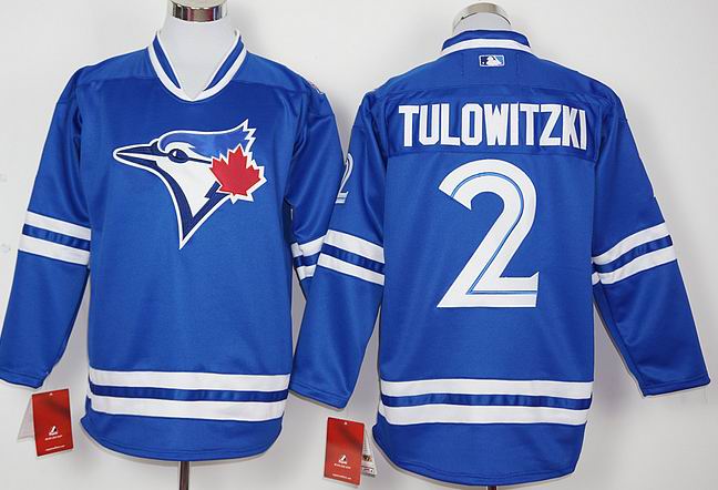 Toronto Blue Jays # 2 Troy Tulowitzki blue long sleeves baseball jerseys