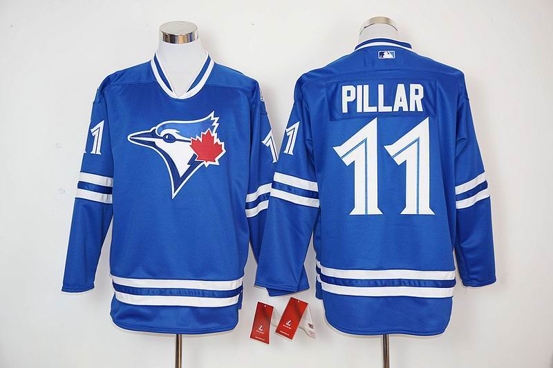 Toronto Blue Jays #11 Kevin Pillar blue long sleeves mlb baseball jersey