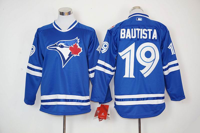 Toronto Blue Jays #19 Jose Bautista blue long sleeves MLB Jerseys