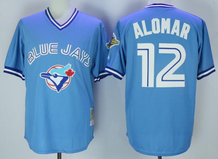 Toronto Blue Jays 12 Roberto Alomar skyblue 1992 Majestic Throwback MLB baseball Jerseys