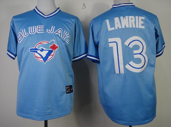 Toronto Blue Jays 13 Brett Lawrie skyblue throwback mlb jersey