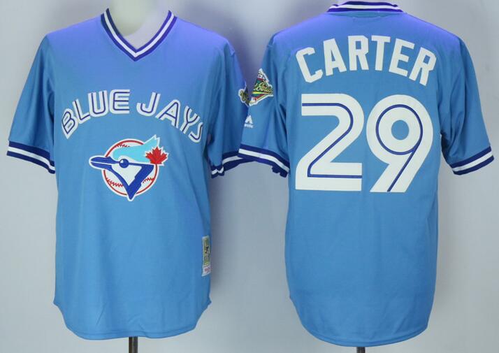 Toronto Blue Jays 29 Joe Carter men blue 1992 Throwback Majestic mlb baseball Jerseys