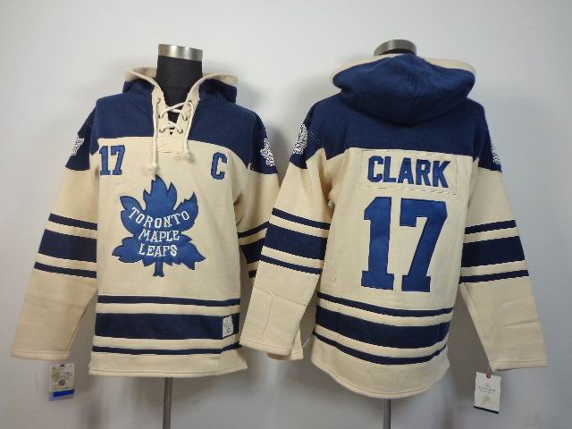 Toronto Maple Leafs #17 Wendel Clark beige dark Blue NHL Hooded Sweatshirt