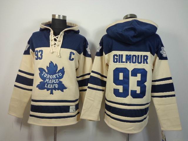 Toronto Maple Leafs #93 Doug Gilmour beige dark Blue NHL Hooded Sweatshirt